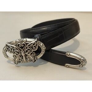 Vintage Brighton Butterfly Black Leather Belt S 28 B3603 31\